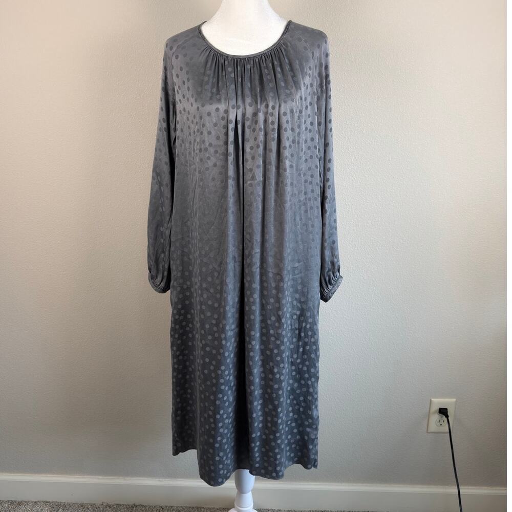 Aritizia Wilfred Silk Polka Dot Long Sleeve Midi Dress Gray XS
